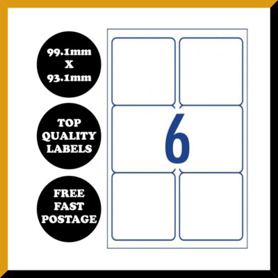 [6 Per Page] A4 Self Adhesive Address Labels Mailing Sticker Paper ...