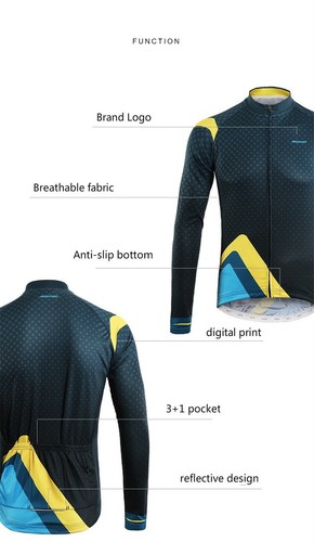 Men Full Zipper Breathable Spandex Long Sleeve Cycling Jersey Bicycle Clothing - Picture 11 of 11