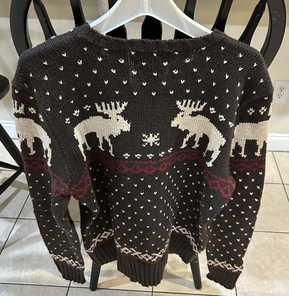 Suéter Polo Ralph Lauren Vintage Marrón Reno Nórdico Caribú Alce Para Hombres Talla L Foto 4 de 4