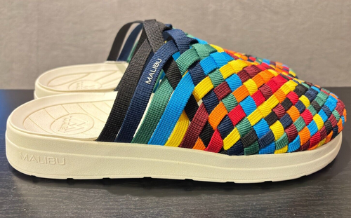 SANDALI MALIBU Colonia Bianco EVA Gomma Arcobaleno Nylon a Scacchi Uomo Taglia 13 - Foto 4 di 9