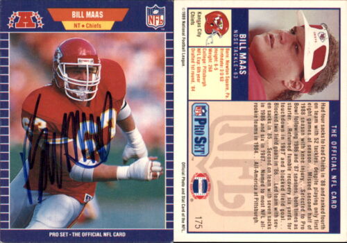 Bill Maas Signed 1989 Pro Set #175 Card Kansas City Chiefs Auto AU - Photo 1 sur 1