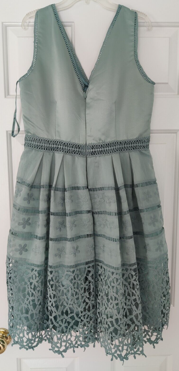 Chi Chi London Green Lace Knee Length COCKTAIL Sleeveless Dress Size 12 EUC  | eBay