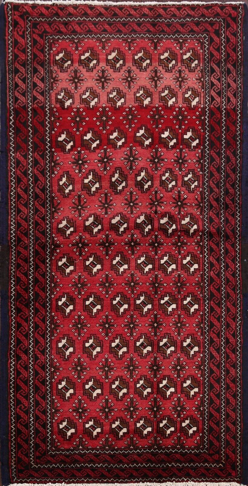 Vintage Geometric Balouch Afghan Oriental Area Rug Hand-knotted Wool Carpet 3x5