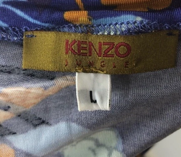 Abito asimmetrico estivo floreale giungla KENZO grande viola midi bodycon vacanza