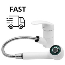 Kitchen Tap Pull Out Mixer Brass 2 Water Jet White Sink Tap UK