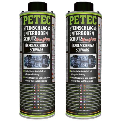 Petec 2x Stone Chip & Underbody Protection Rubber Paintable Black 1L