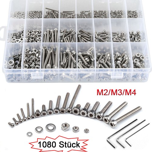 1080Tlg Set Sechskant Schrauben & Muttern Edelstahl Maschinenschrauben Sortiment - Bild 1 von 11