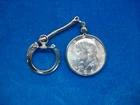 1964 KENNEDY HALF DOLLAR KEYCHAIN - BEAUTFIUL UNCIRCULATED 90% SILVER COIN