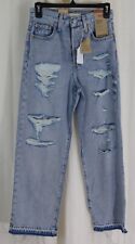 Levi's Women's Ribcage Straight Ankle Jeans Light Indigo Destructed Size 25