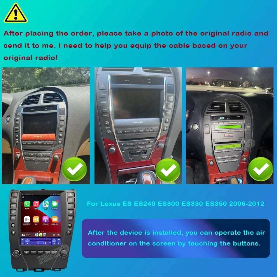 Radio coche pantalla Android 14 para Lexus ES240 ES300 ES330 ES350 2006-2012 2 DIN Foto 4 de 4