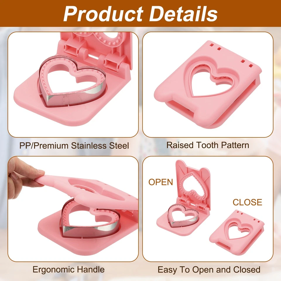 Sandwichmaker Sandwichausstecher, Herz Ausstechformen Rosa - Bild 3 von 4
