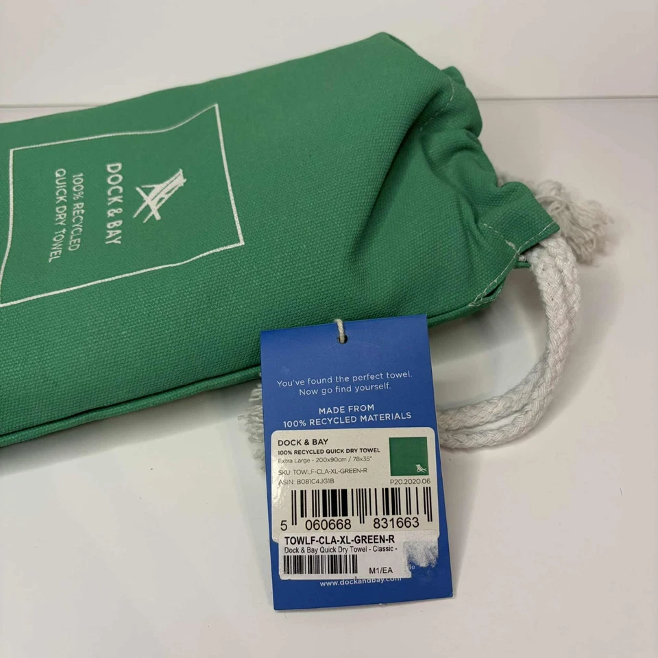 DOCK & BAY 100% Recycled Quick Dry GREEN Beach Towel 78x35 XL Sand Free NWT - Image 4 of 4