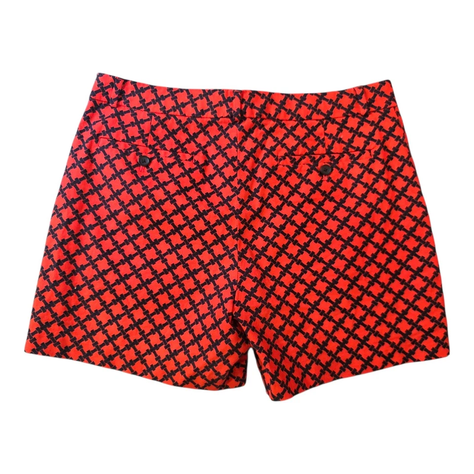 Pantalones Cortos Banana Republic Mujer Rojo Negro Geo Estampado Frente Plano Elastizados Talla 8 Foto 2 de 4