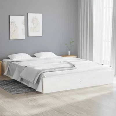 Cadre de Lit Adulte Sommier à Lattes Chambre Maison Intérieur Bois Massif vidaXL - Photo 1/4