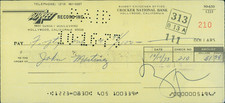 Frank Zappa Signed Cancelled Check JSA Authenticated
