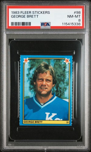 PSA 8 NM MINT 1983 FLEER STICKERS GEORGE BRETT #98 ROYALS 15338 B268