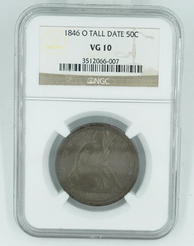 1846-O NGC VG10 Tall Date Seated Liberty Half