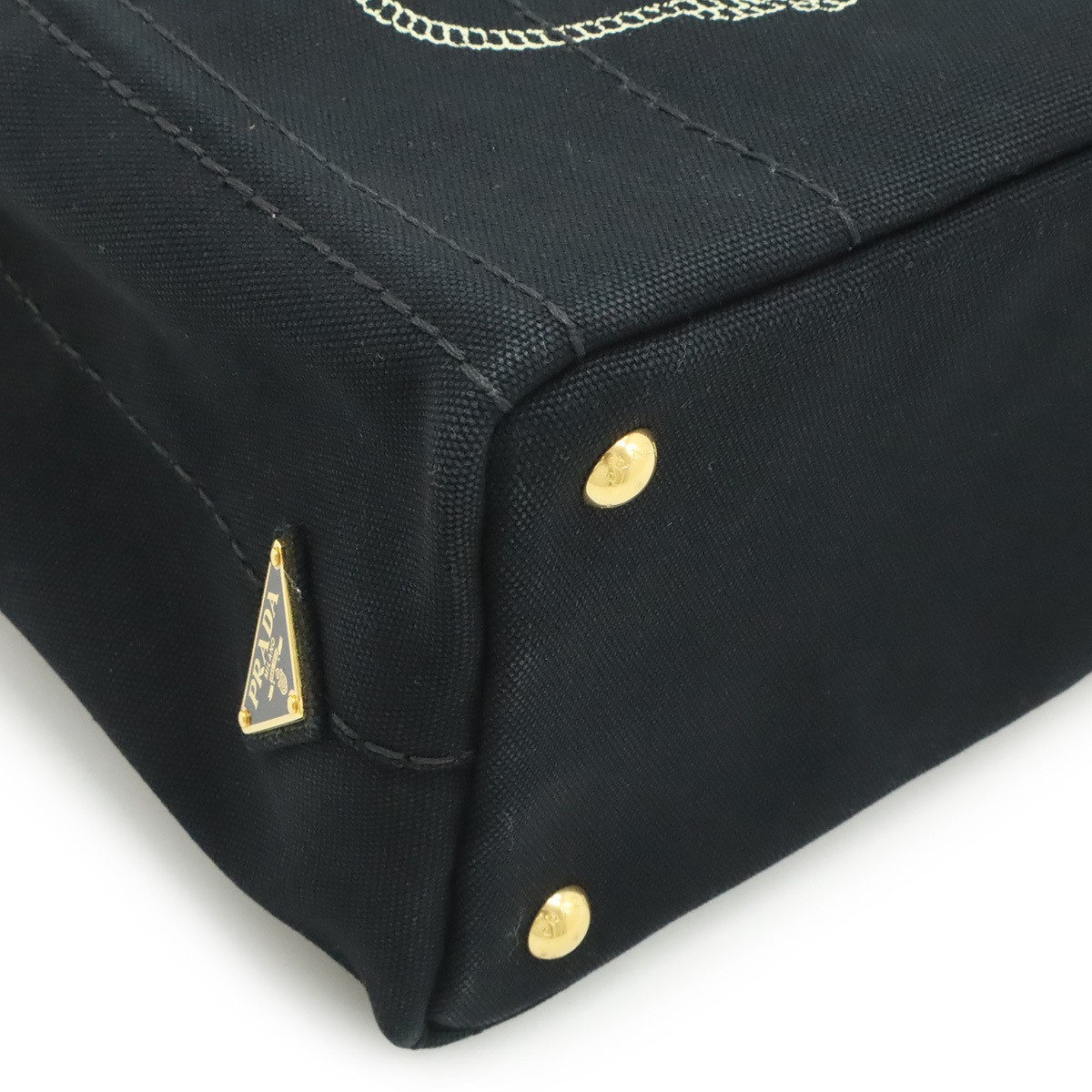 PRADA CANAPA Tote Bag 2WAY Shoulder Bag Stripe Shoulder Crossbody Canvas NERO Bl thumbnail 3