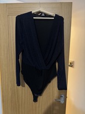 Yours Blue Sparkly Boydsuit Size 22 Long Sleeve Party Christmas