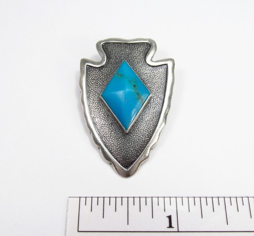 Vintage Bell Trading Post Southwestern Sterling Silver Turquoise Bolo Tie Slide