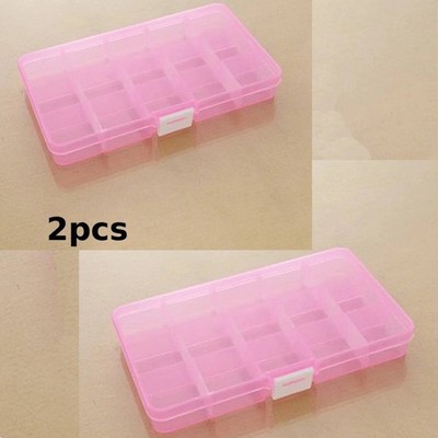 2x Transparent 15 Abnehmbare Abschnitte Fach Organizer Box Kunststoff Teiler UK