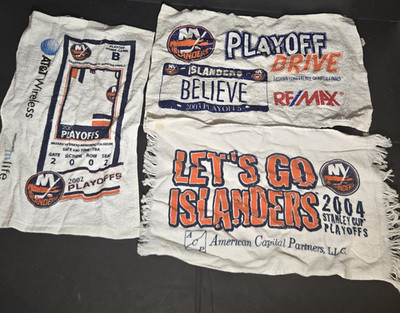 Lot of 3 New York Islanders Rally Towels 2002, 2003, 2004 Playoffs Coliseum SGA