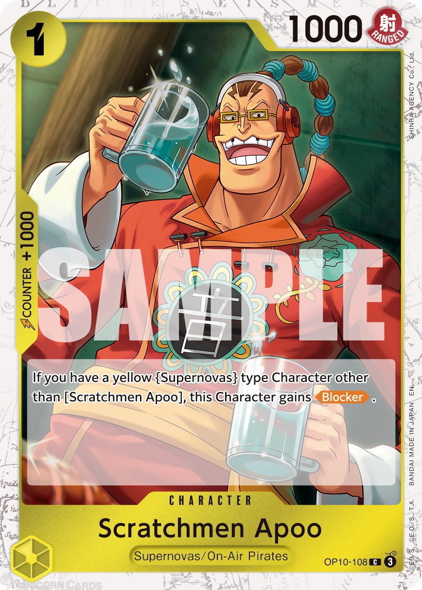OP10-108 Scratchmen Apoo : Common Pirate Foil English One Piece TCG Card : PRB02