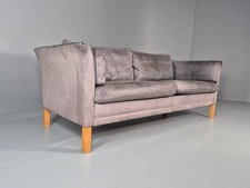Vintage Mogens Hansen 2.5 Seat Settee Grey Leather 1980s Retro EB11644 M3SS