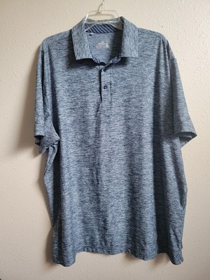 Under Armour Polo Shirt Men Size 2XL Heat Gear Blue Active Wear