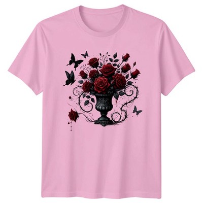 Rote Rosen Gothic Vase Grafik T-Shirt Unisex Top