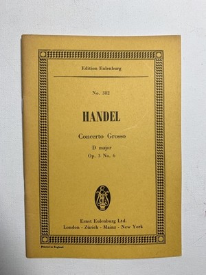 Noten. Händel. Concerto Grosso. D major. Opus 3, No. 6.   Taschenpartitur.