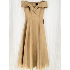 Xscape Off Shoulder Gold Shimmer A-Line Evening Gown Size 8 NWOT