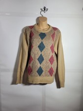 Vintage John Weitz Men's Pullover Sweater Brown Wool Blend Size Med. Made in USA