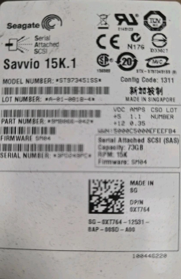 Seagate Savvio 73GB SAS 2.5" 15K 6Gb/s HDD - ST973451SS With Caddy - Image 2 of 4
