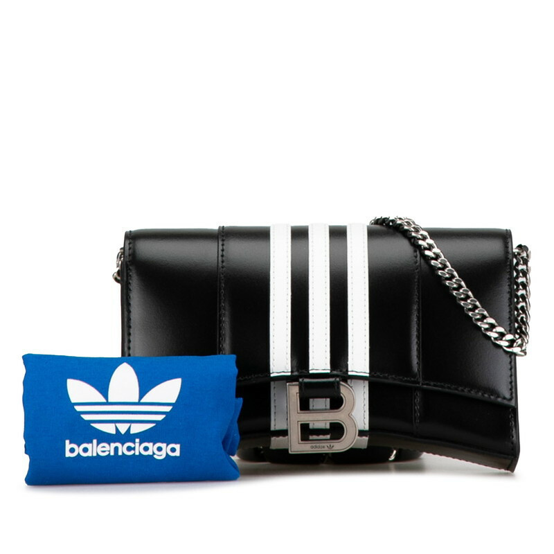 Balenciaga Adidas Hourglass Black Leather Crossbody Wallet Balenciaga Adidas Hourglass Black Leather Crossbody Wallet