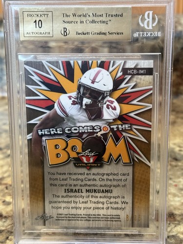 2021 Leaf Valiant Israel Mukuamu Navy Blue 8/35 BGS 9.5 w/10 AUTO - Picture 2 of 3