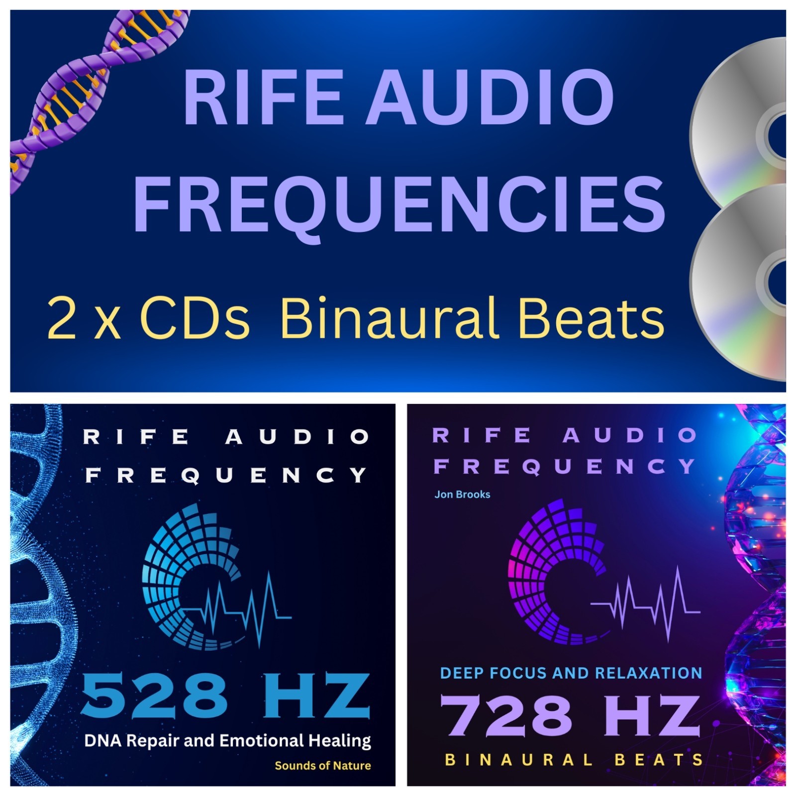 RIFE Frequency Audio CDs Bundle: 528Hz and 728Hz Binaural Beats