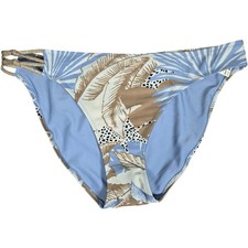 Aerie Tropical Print Knot Bikini Bottom Monaco Blue L NWT