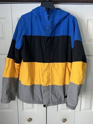 Burton DRYRIDE Color block Snowboard Jacket Men s Medium Blue Yellow Gray Black