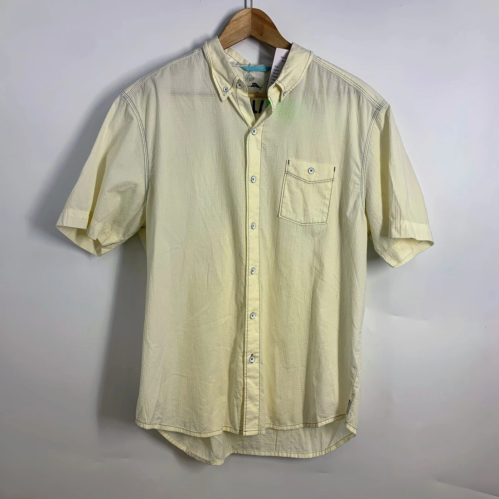 Tommy Bahama Mens Relaxed Fit Short Sleeve Button Up Shirt Cream M