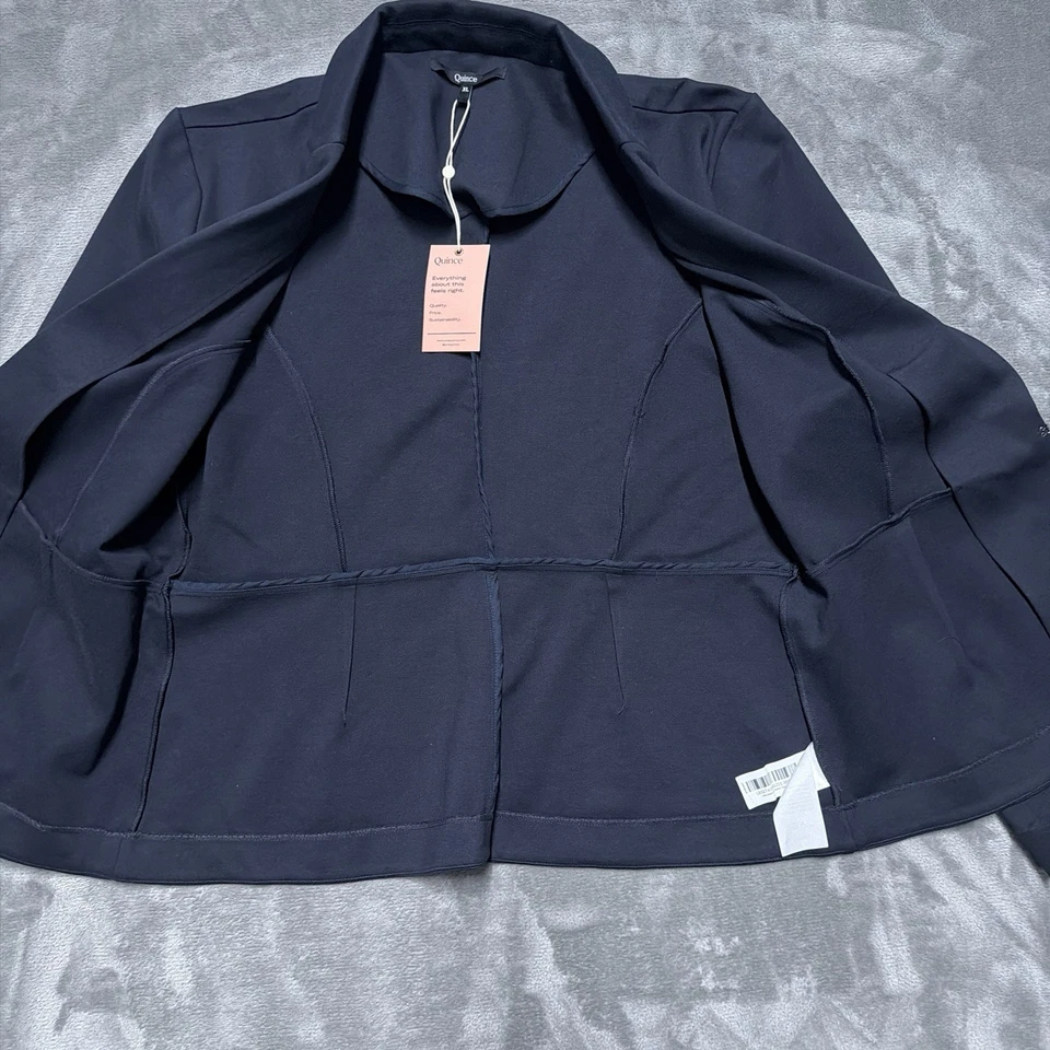 Quince Jacket Womens XL Ultra Stretch Ponte Blazer Navy Business Office Casual - Image 4 of 4