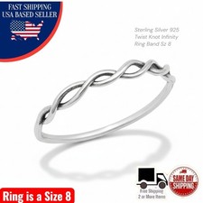Sterling Silver 925 Twist Knot Infinity Ring Band Size 8