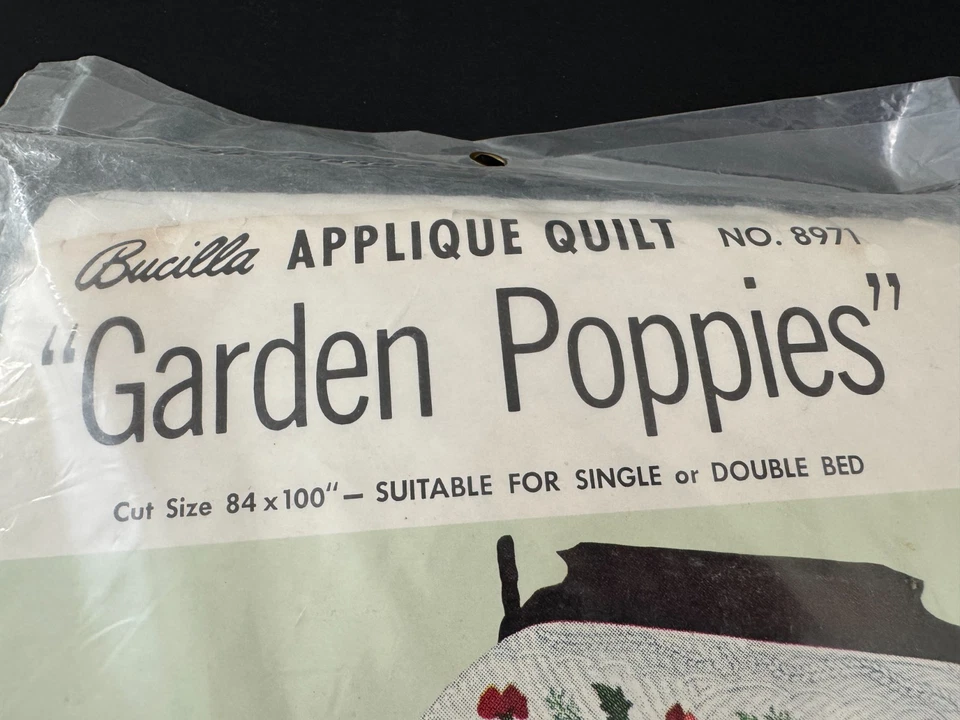 8971 Bucilla GARDEN POPPIES Applique Quilt Pattern 84x100 Size Twin Double New - Image 3 of 4