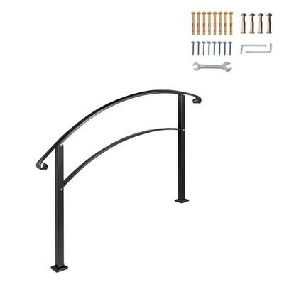 Uimoso 3FT Iron Handrail Black Fit 2 - 3 Steps for Garden Porch Angle Adjustable