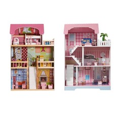 3 Story Dollhouse Playset for Girls Role Playing Pink Toy Cottage Above 3 Years