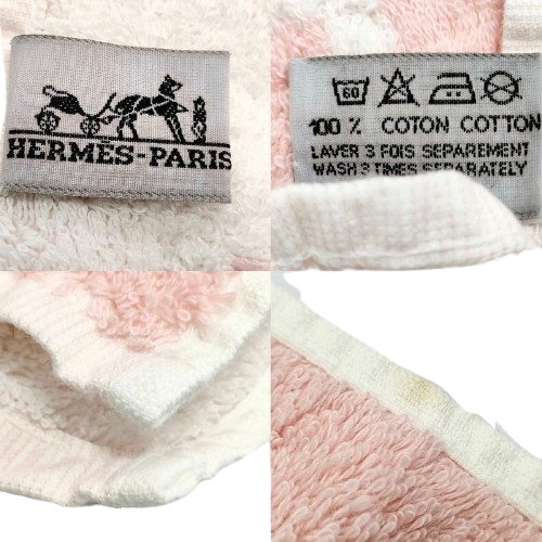 HERMES バスタオル ピンク/ホワイト HERMES Paris Cotton Beach Towel Bath Mat Towel Pink White 120×95cm