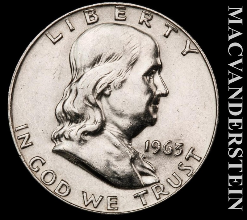 1963-D Silver Franklin Half Dollar - Choice Almost Unc+  Lustrous  #L6575