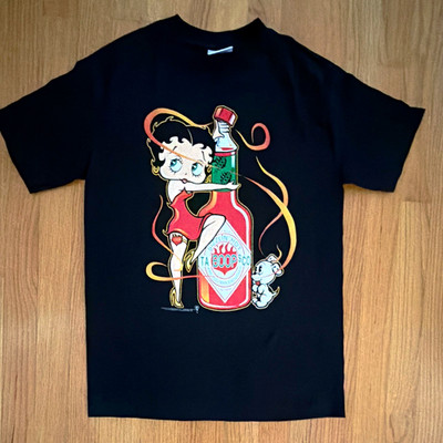 Betty Boop Print Black Crew Neck Short Sleeve T-Shirt S vintage 2000 Tabasco