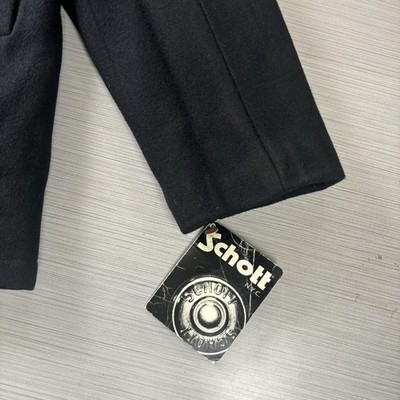 Schott NYC Coat Mens 40 Black Wool Pea Jacket Peacoat US Navy Made