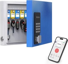 Wehere 16-Key Key Lock Box Wall Mount – Smart Key Cabinet with App, Keypad, Blue
